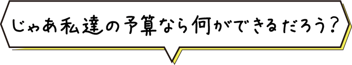 じゃあうちの予算なら何ができるだろう？